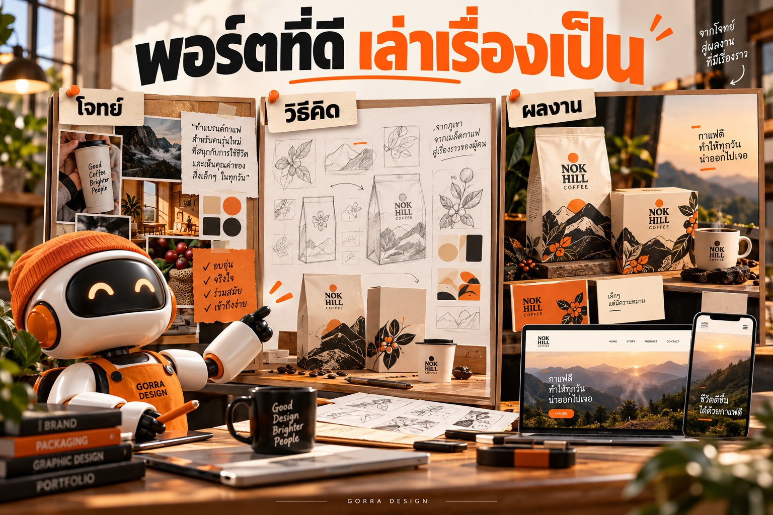 พอร์ตที่ดีเล่าโจทย์ วิธีคิด และผลงานให้ต่อเนื่องกัน